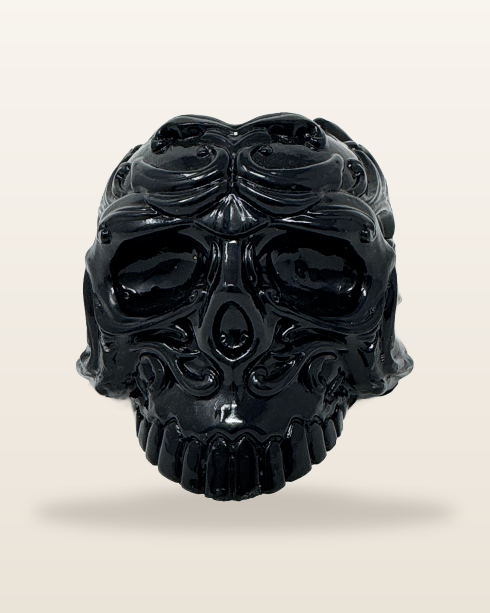 Filigree Skull candle in black cement