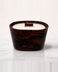 Rencarie Half Oval cement candle, Brown/Black marbled