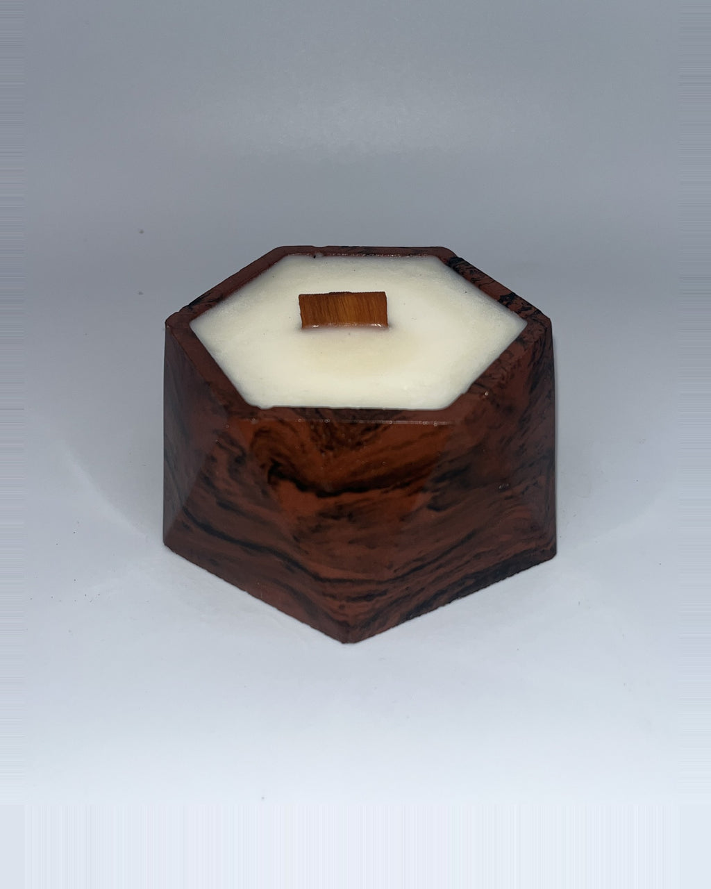 Rencarie Hexagon cement candle, Brown/Black marbled