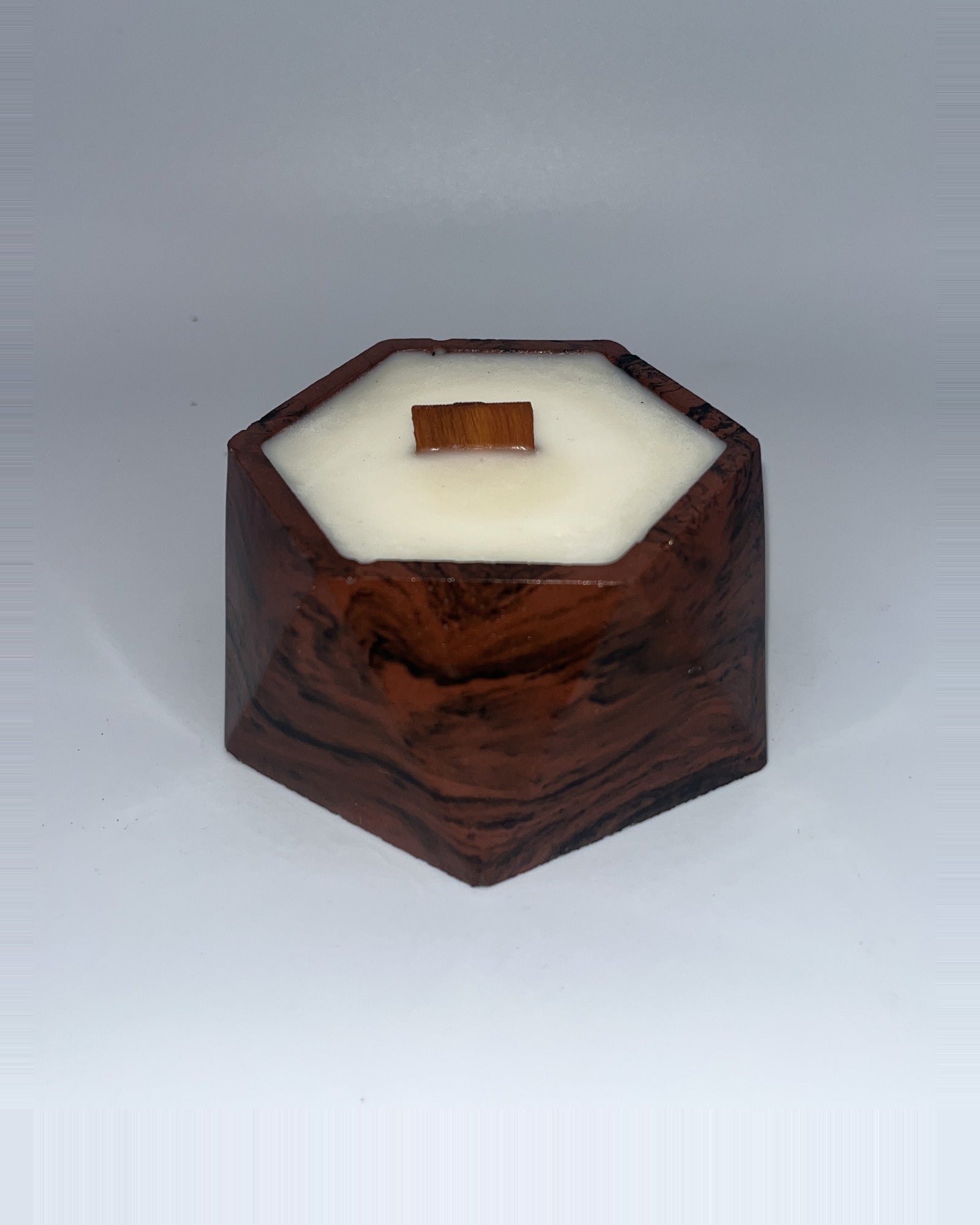 Rencarie Hexagon cement candle, Brown/Black marbled