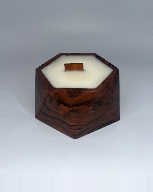 Rencarie Hexagon cement candle, Brown/Black marbled