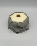 Rencarie Hexagon cement candle, Black/White marbled