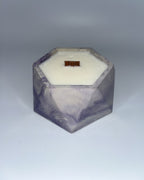 Rencarie Hexagon cement candle, Purple/White marbled