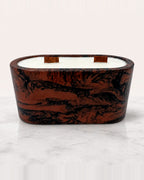 Rencarie Large Oval cement candle, Brown/Black marbled