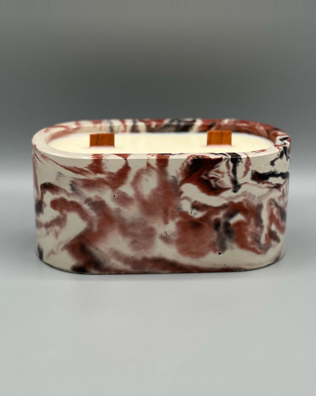 Rencarie Large Oval cement candle, Earthtone marbled
