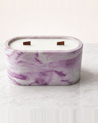 Rencarie Large Oval cement candle, Pink/White marbled
