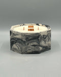 Rencarie Octagon cement candle, Black/White marbled
